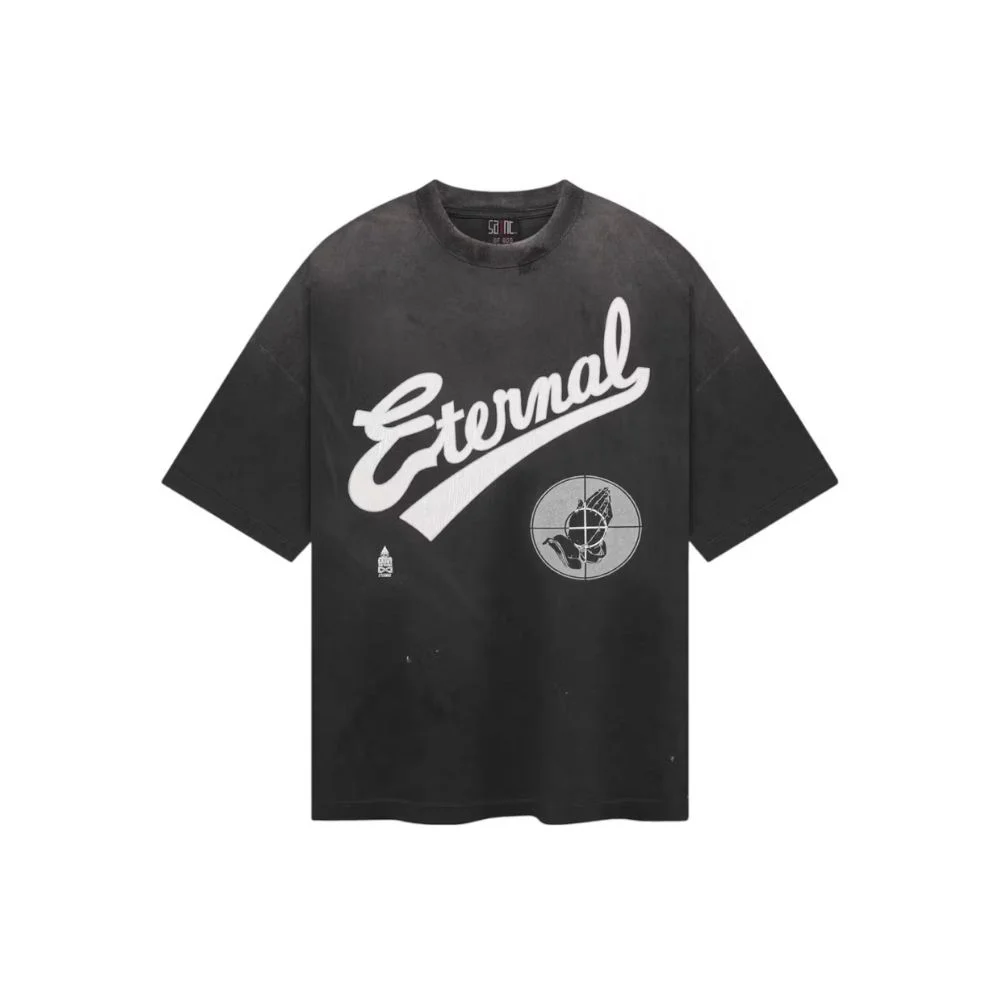 Front view of Fear of God x Saint Mxxxxxx S/S T-shirt Black