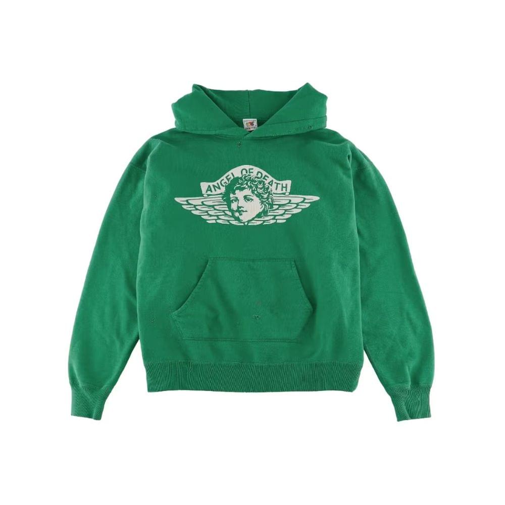 Saint Mxxxxxx Angel Hoodie Vintage Green – Front Saint Mxxxxxx Angel Hoodie Vintage Green